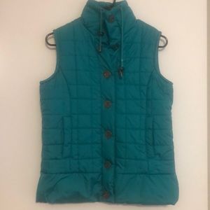 Teal button up puffer